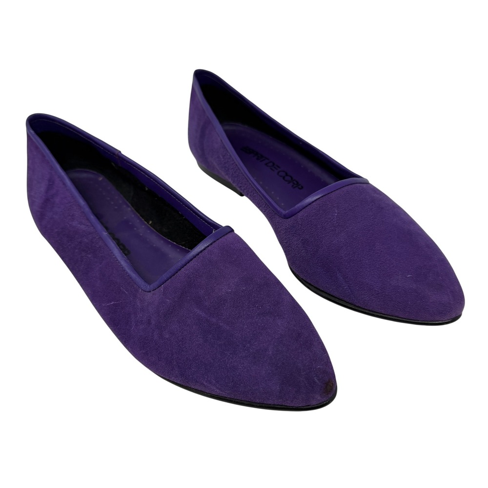 Esprit De Corp Suede Pointed Toe Flats Womens 9B Purple Good Vintage Made Brazil